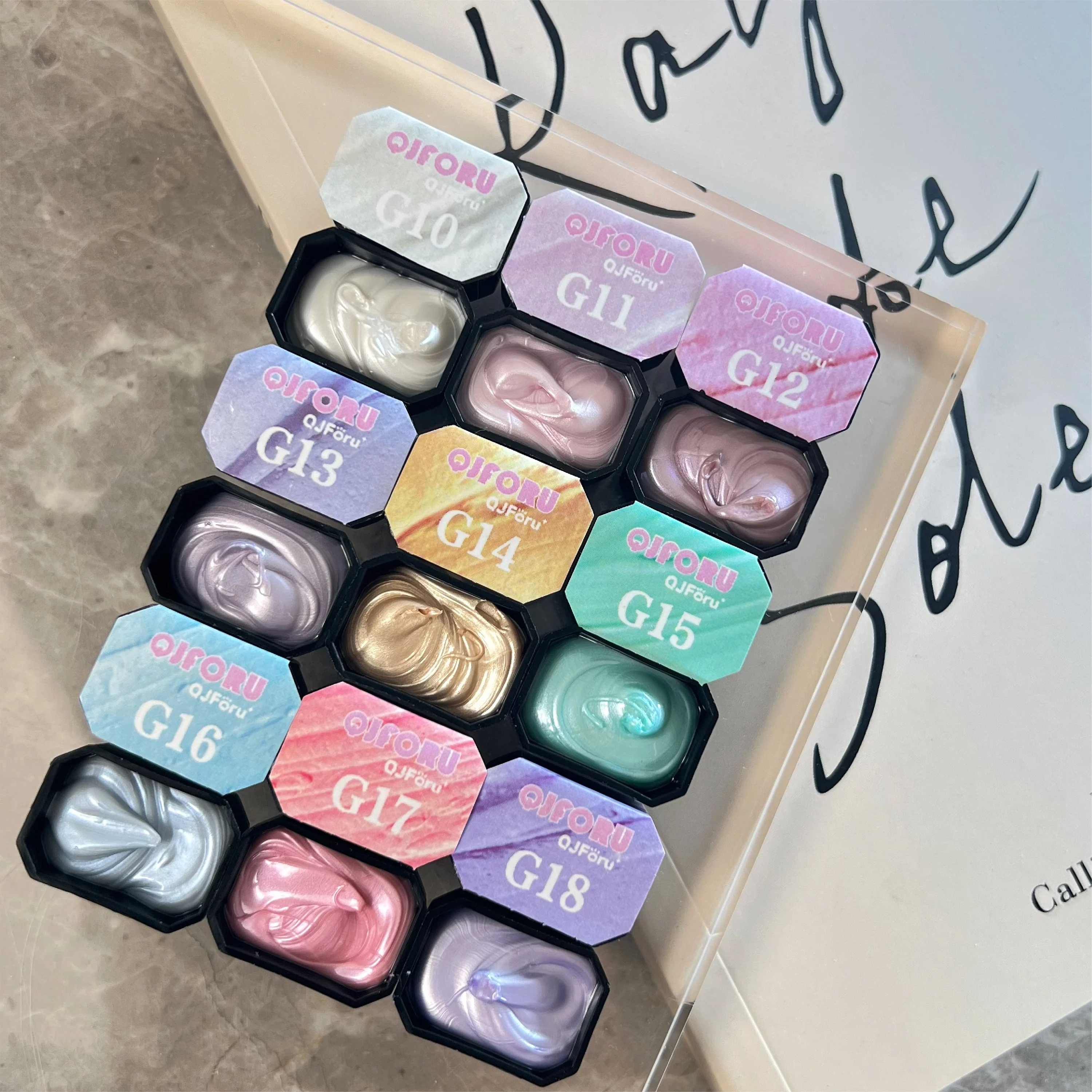 9Color Pearlescent Stain Texture Cream Painting Gel Nail Polish Sculpture UV LED Soak Off Gel Varnish Engraving Gel For Nail Art