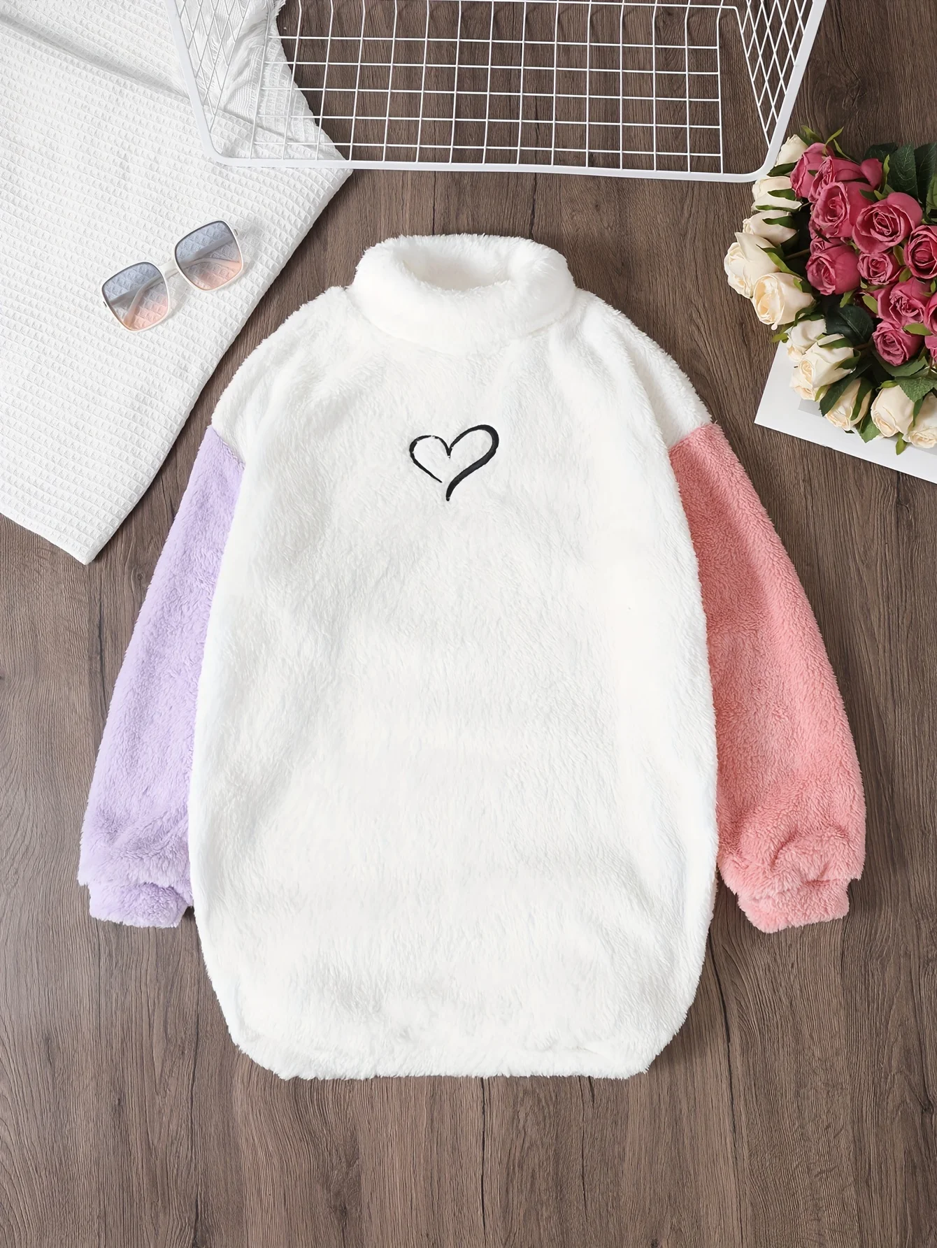 

Girls' Tops, Autumn and Winter Outwears, Mid-Length Round-Neck Plush Long-Sleeved Sweatshirts, Stylish Clothes for Older Girls