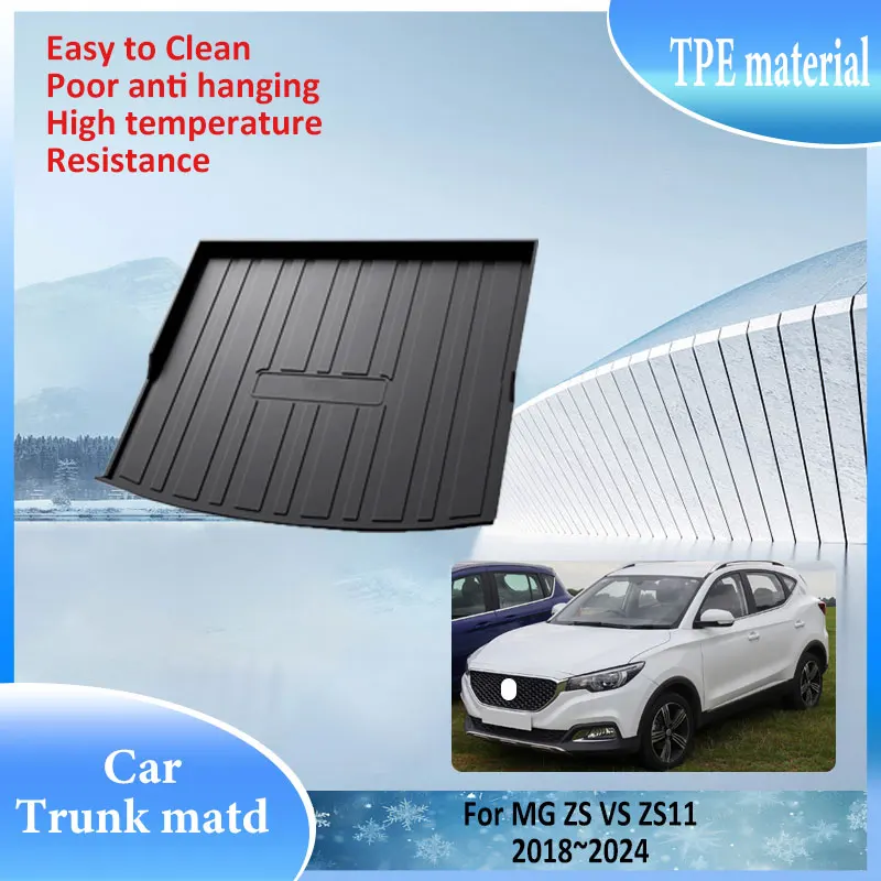 For MG ZS VS ZS11 2018~2024 TPE Material Auto Trunk Mat Rear Cargo Liner Waterproof Protector Storage Pad Anti slip Accessories