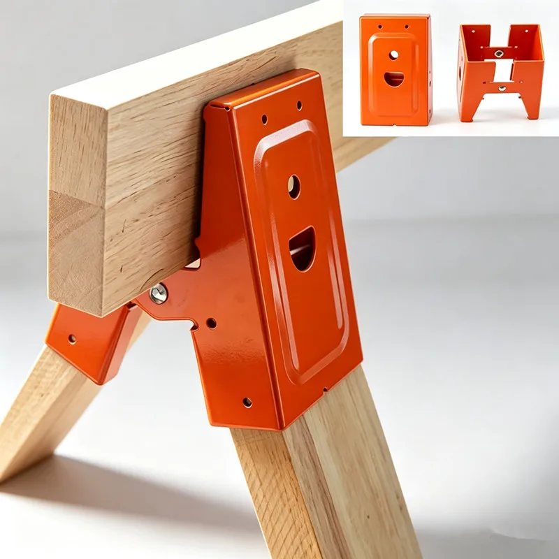 LOZLIN 4Pcs Sawhorse Bracket Durable Easy Metal Brackets for Creating Sturdy Reliable Sawhorses Woodworking Table Bracket Tools