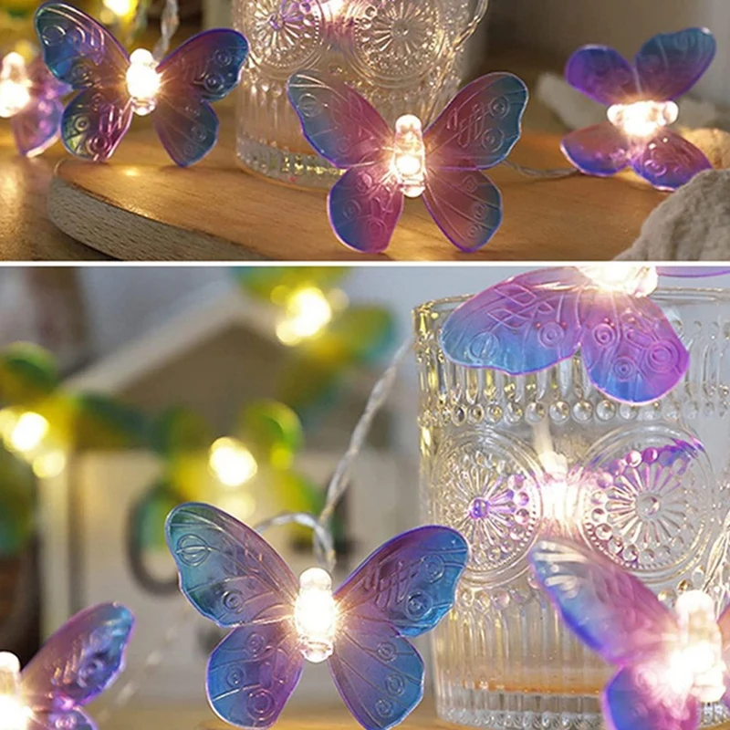 4PCS 1M 10LED Butterfly Fairy Light Strings Set Garland Girls Butterfly Brithday Party Wedding Home Decorations Kit Kids Gift