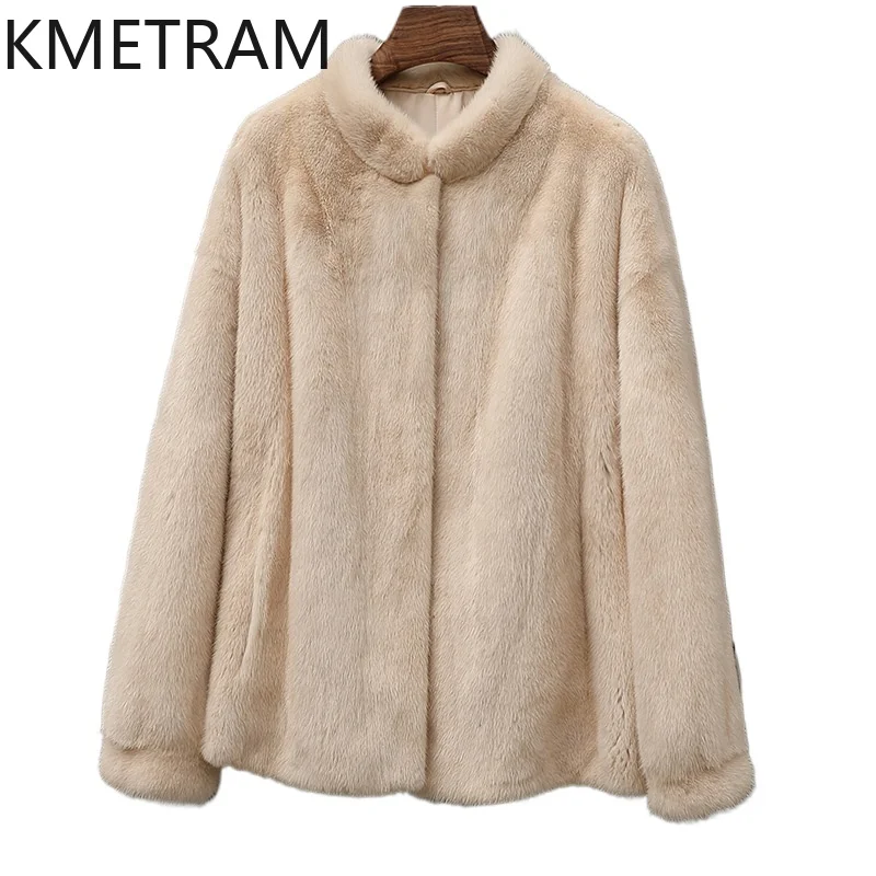 

Шуба из натурального норкового меха, женская куртка с воротником-стойкой, бежевая меховая куртка высокого качества, зимняя женская одежда, короткие меховые куртки 2025 шуба женская