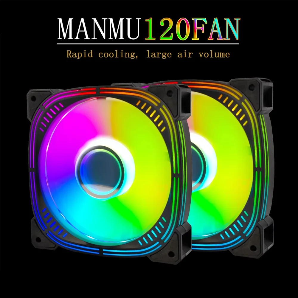 

Вентилятор Manmu Pc Rgb 120 мм Корпусный вентилятор с бесконечном освещением Pwm 5V3pin Вентилятор охлаждения компьютера