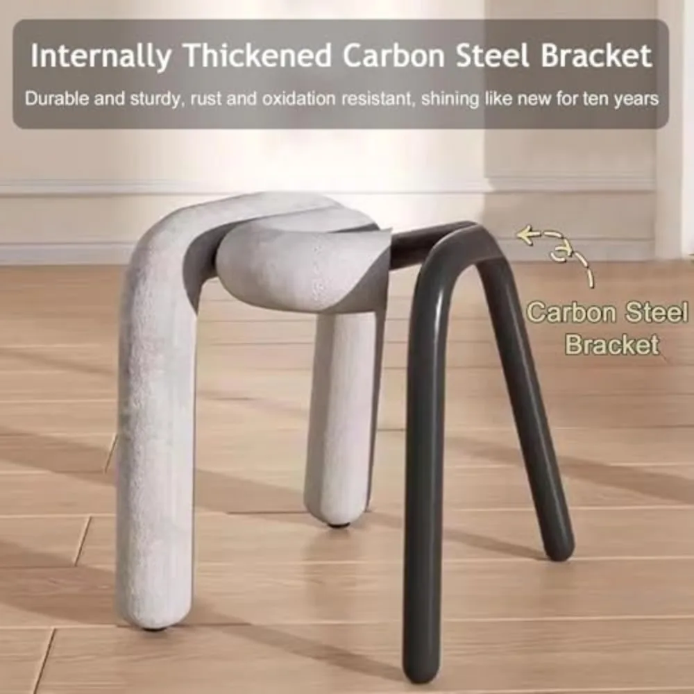 مقعد زينة مخملي حديث بدون ظهر - مسند قدم عثماني هندسي مع إسفنجة عالية الكثافة - كرسي ترفيه أنيق للمنزل