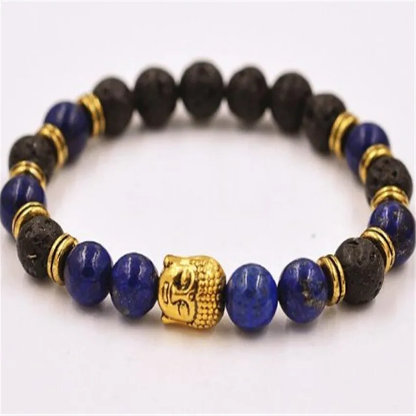 

8mm Lapis lazuli Lava Bracelet Party Handmade Bohemian Wear Women Semi-Precious Stones Unique Prayer