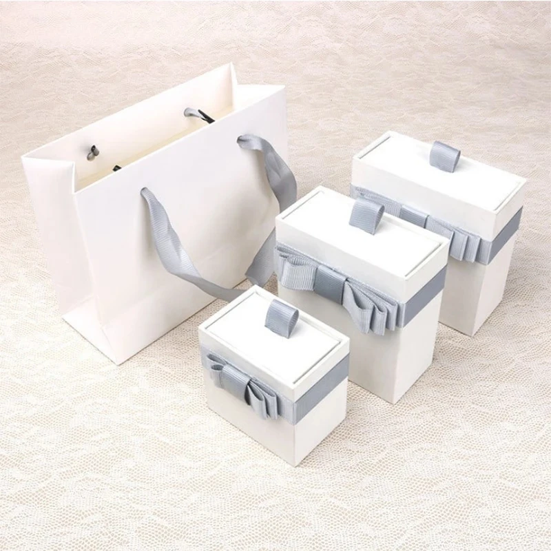 24pc Paper Jewelry Storage Box Cute Small Gift Box For Wedding Ring Earrings Packaging Pendant Display Black Sponge Square Shape