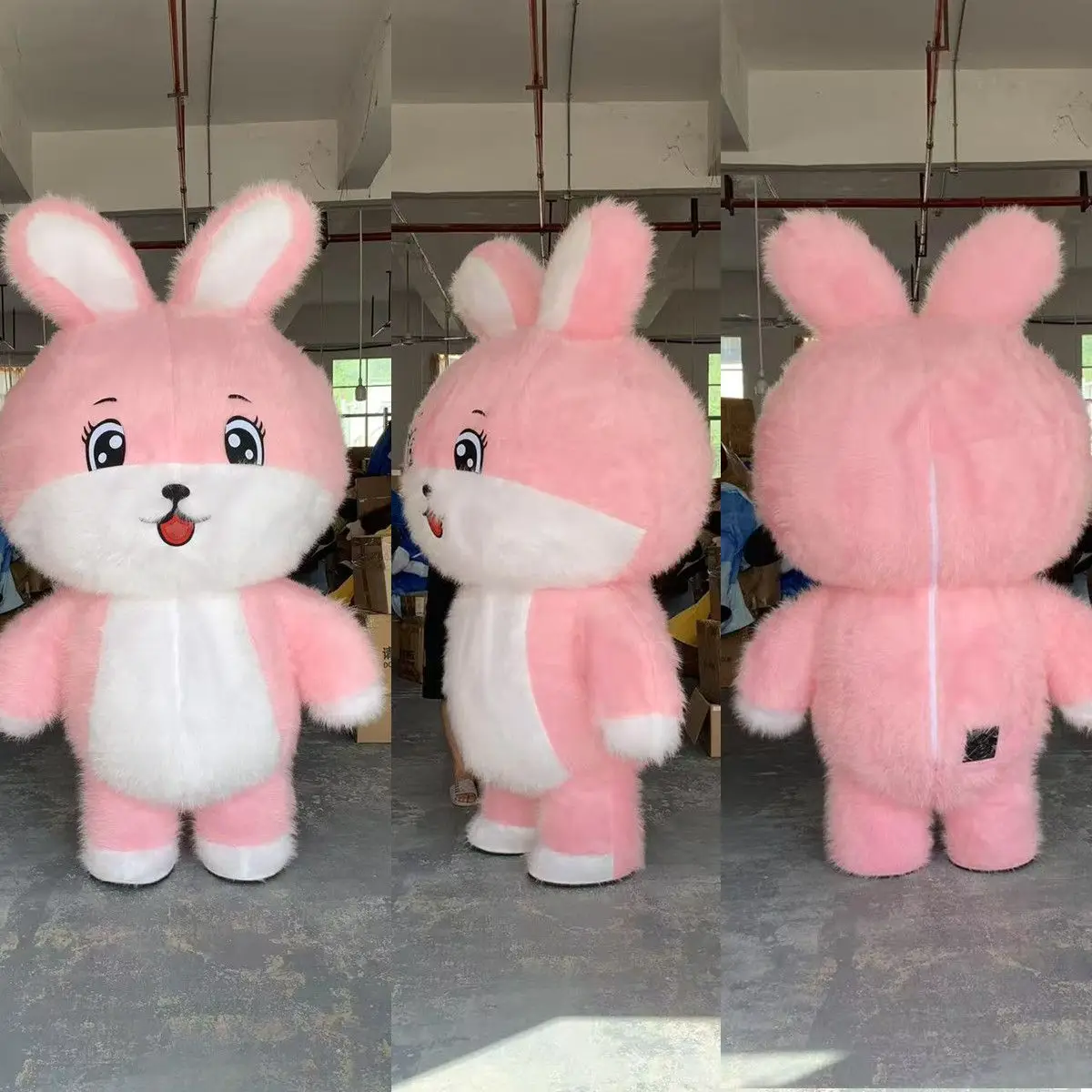 2m/2.6m de pelúcia rosa inflável coelho mascote traje adultos andando boneca roupas carnaval fantasia festa acessórios sem bateria