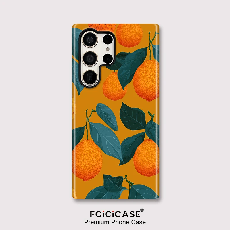 Fcicicase S26 Ultra Matte Shockproof Phone Case For Samsung Galaxy S23+ S20 FE A26 A56 S26 Edge S24 Plus S25 Ultra Orange Cover