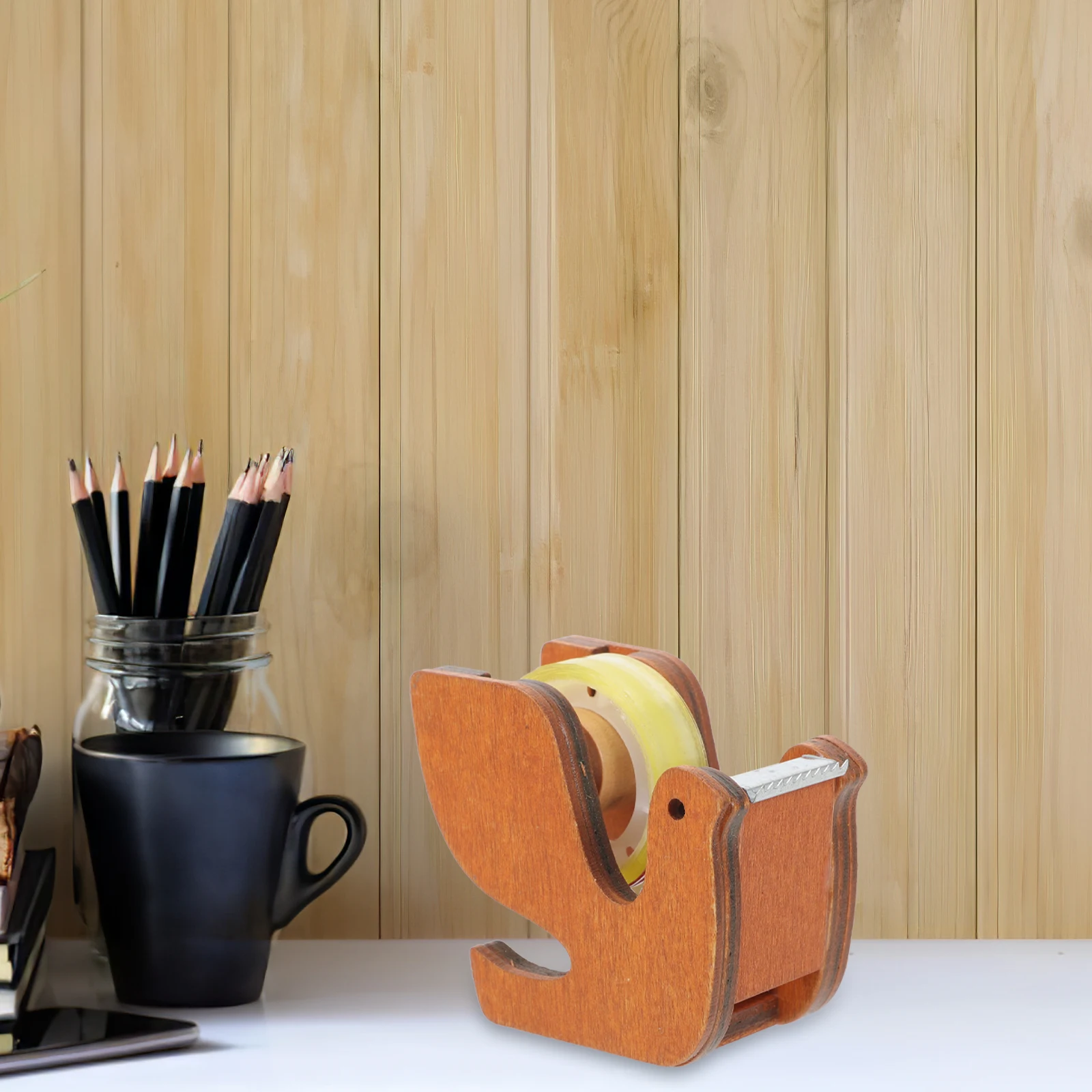 حامل شريط حمامة خشبي محمول لسطح المكتب قاطع موزع الشريط للمكتب والمنزل واللوازم الحرفية واللوازم المكتبية