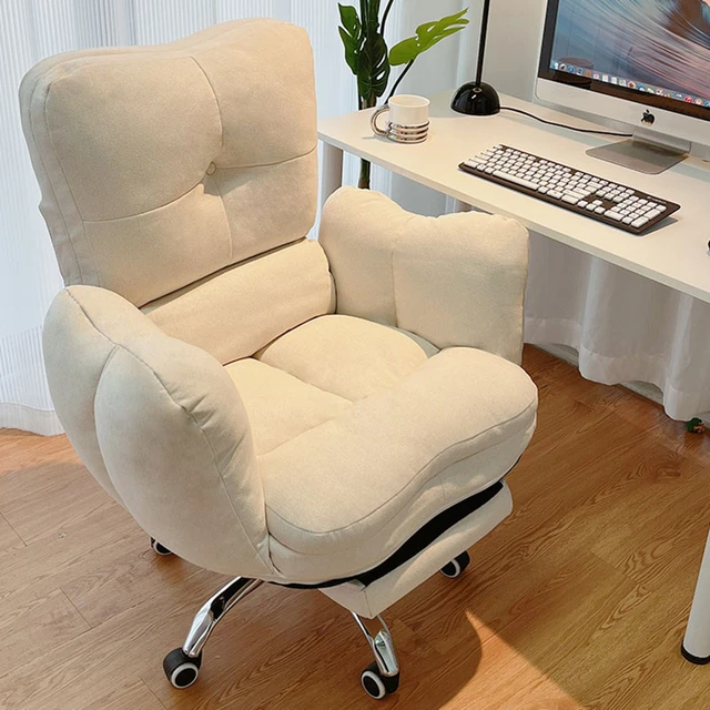 Velvet Ergonomic Office Chair Back Cushion Aesthetic White Recliner Office Chairs Mobile Comfy Bedrooms Cadeira Cute Furniture AliExpress