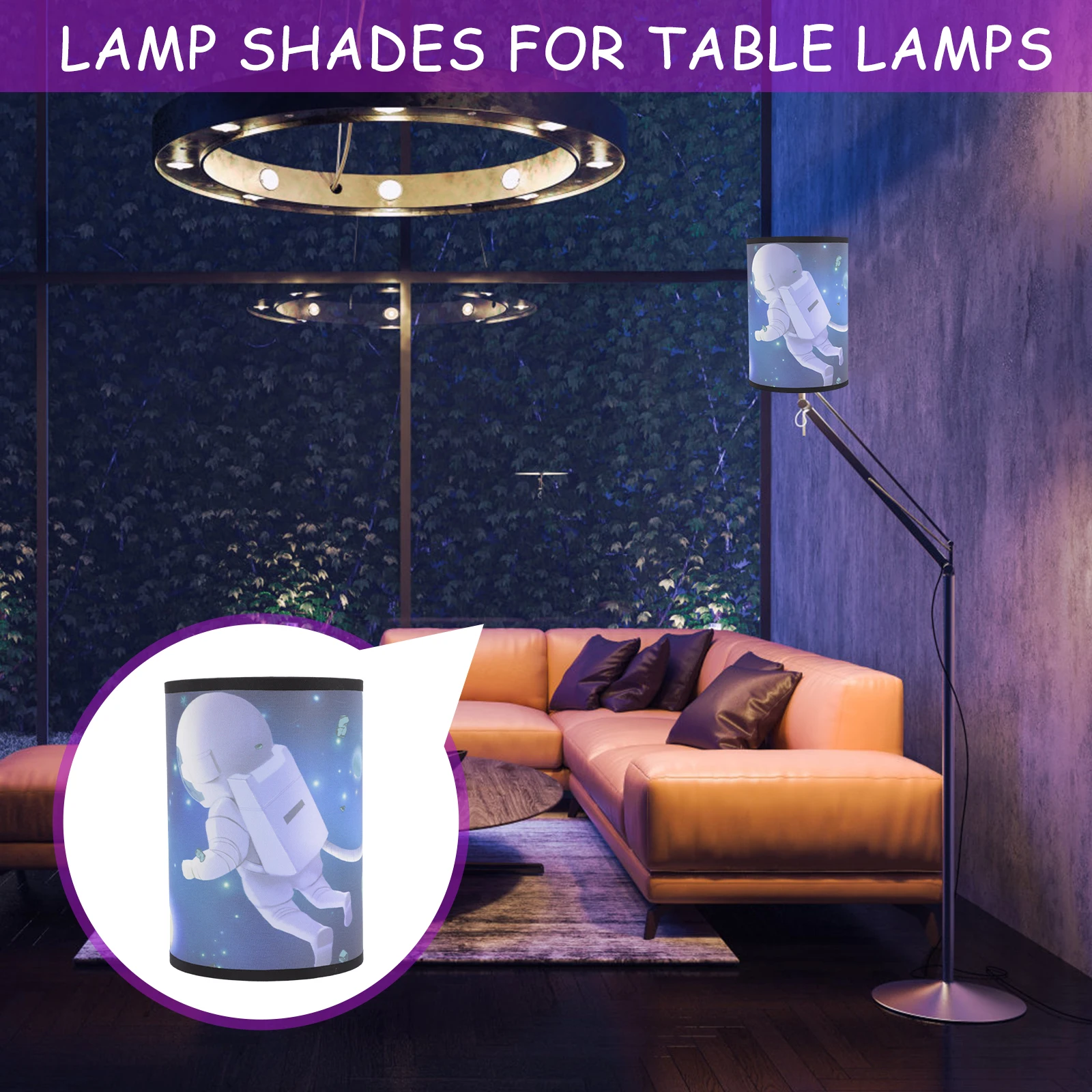 

Space Lampshade for Kids Room Fabric Light Shade Table Lamp Cover Bedroom Theme Lamp Shades Floor Light Decor