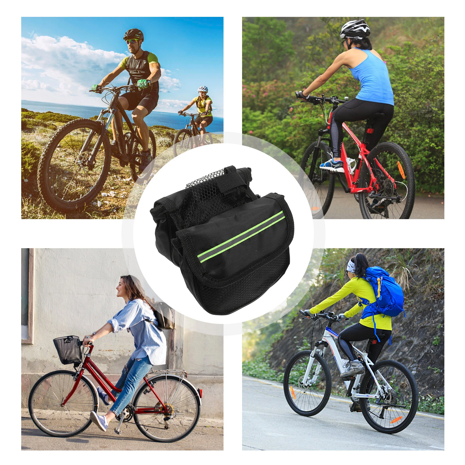 

Bike Handlebar Bag Bicycle Bags for Bikes Frame Handlebar Front Mountain Road Reflective Stripes Durable Lightweight