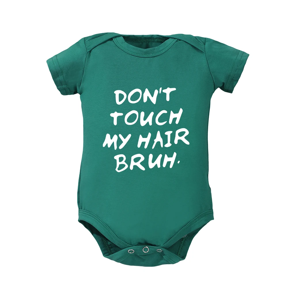 DON\'T TOUCH MY HAIR BRUH Baby Onesies Cartoon Fashion Cute Newborn Clothes Toddler Boy Bodysuit Pure Cotton Short Sleeve