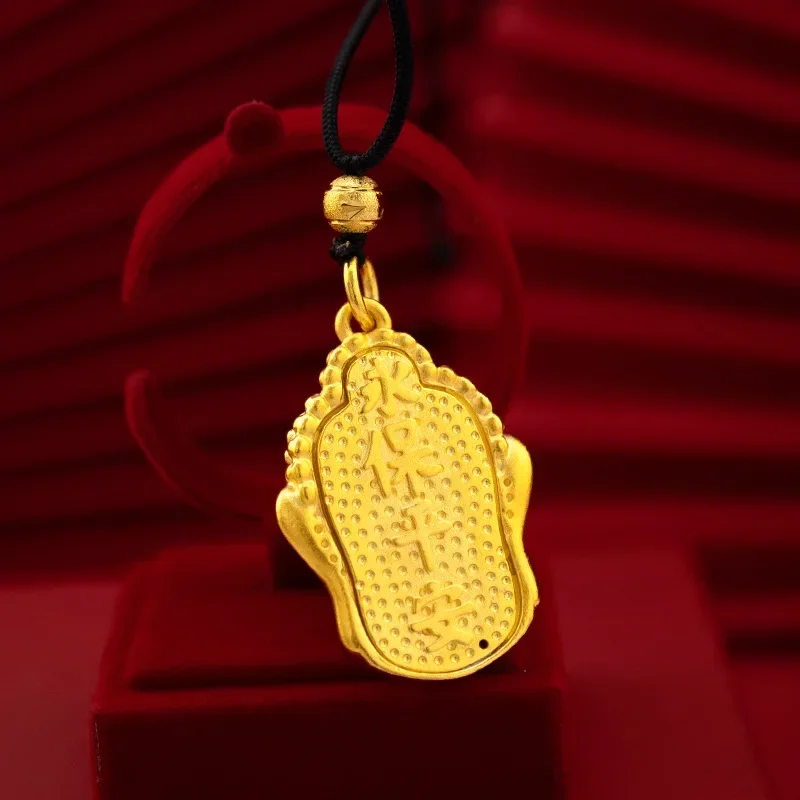 9999 Real Gold 24K Gold Edition Men's and Women's Buddha Head Pendant Boutique 3D Buddha Head Necklace Pendant