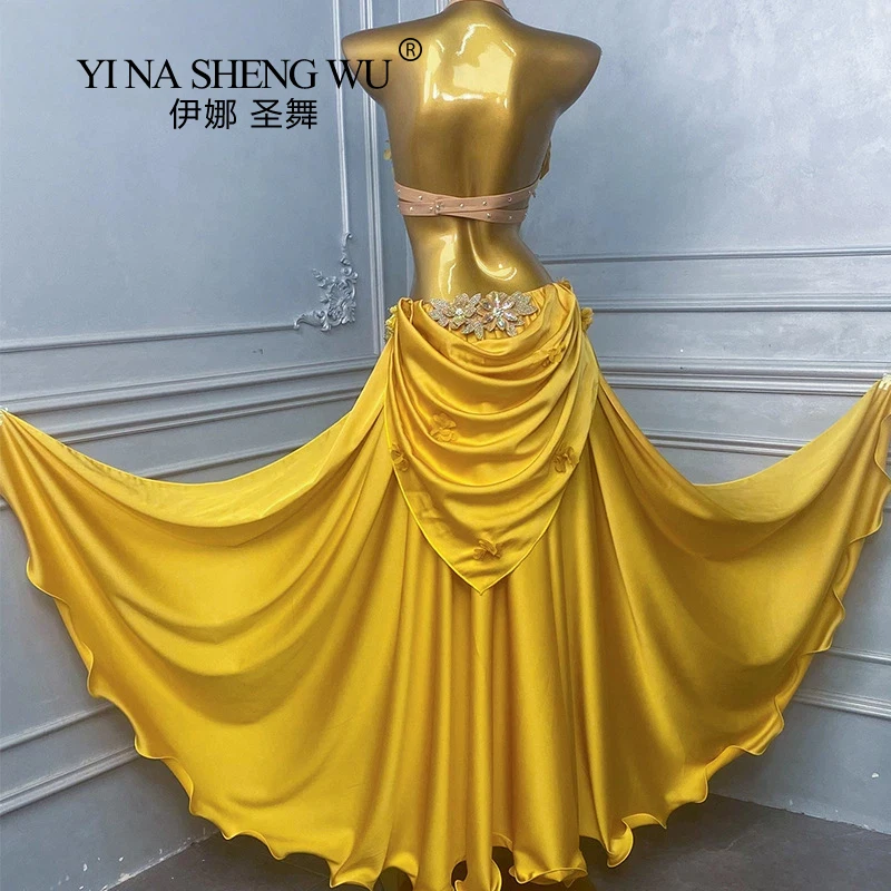Swing Shine Bellydance Dress Egypt Dancer Costume Rhinestone Bra Long Skirt For Performance