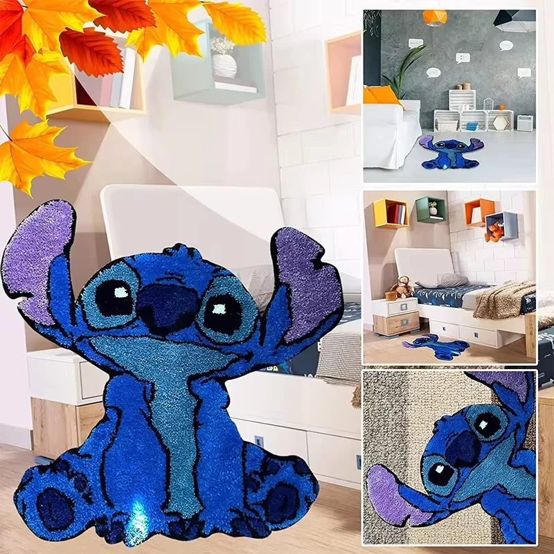 60cm New Disney Kawaii Stitch Anime Mat Carpets For Living Room Bedroom Girls Kids Room Nursery Home Decor Non-Slip Carpet Gifts