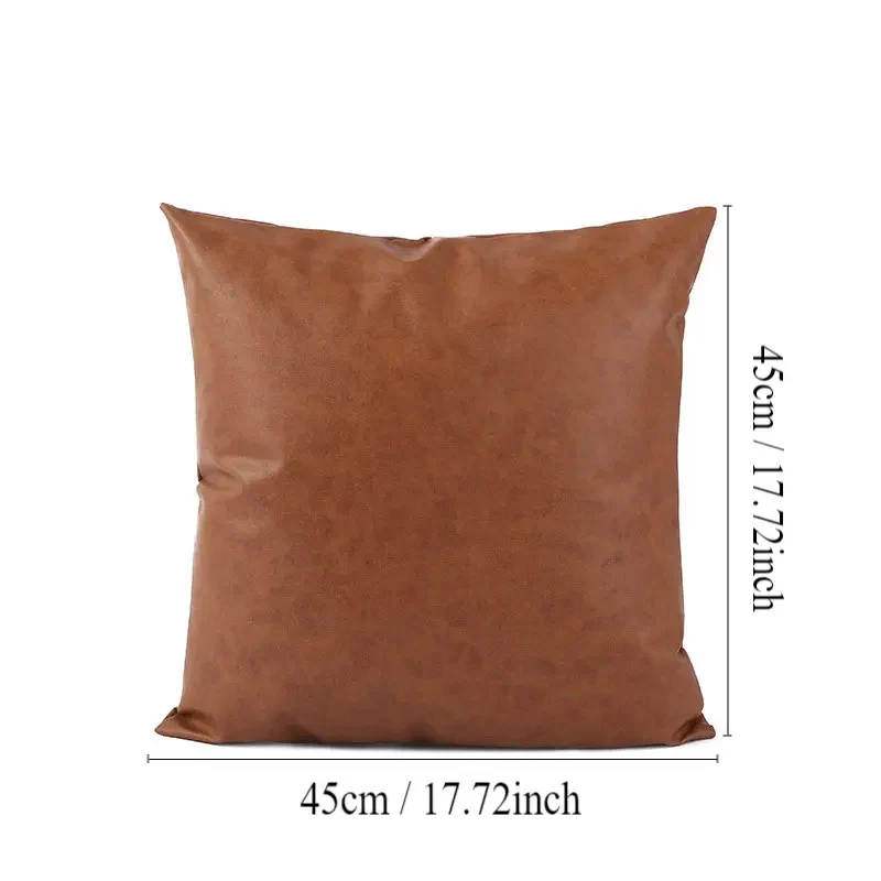 1pc Faux Leather Throw Pillow Covers  Thick Large Decorative Modern Boho Farmhouse Living Room Square Cases for Couch Bed Sofa