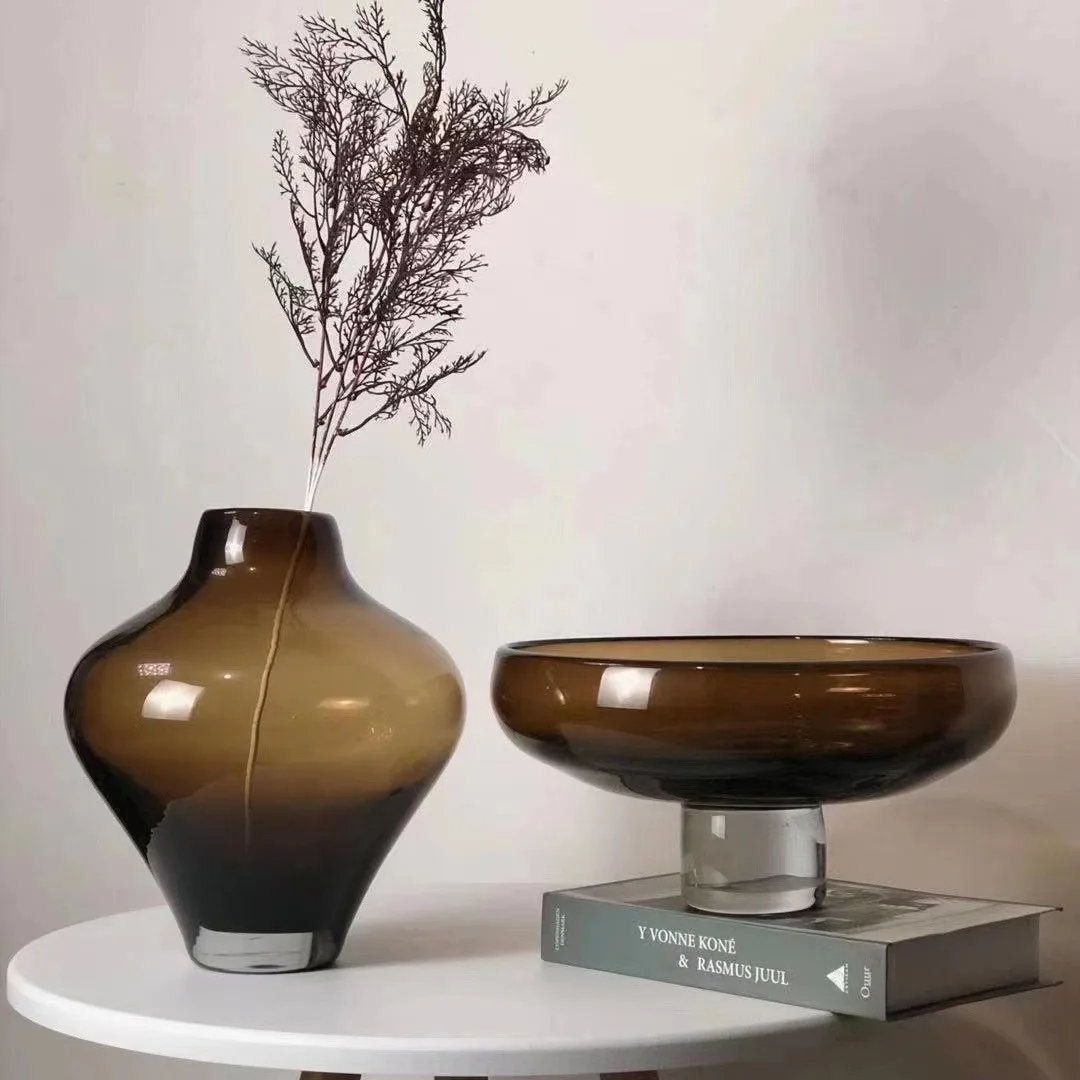 Modern light luxury model house living room dining room decoration ornament home jewelry pure handmade amber fruit plate vase