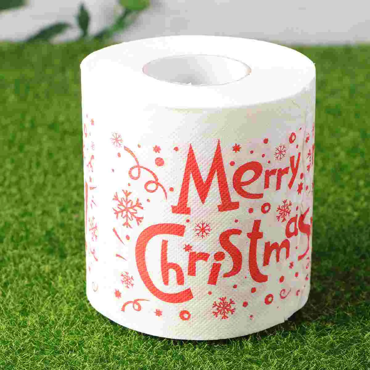 2 Roll Santa Printed Toilet Paper Christmas Gift Decoration Barrel of Happiness Comfortable