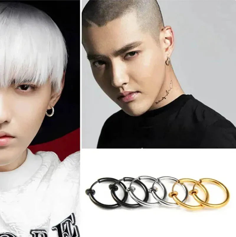 Non-pierced Earrings Clip On Retractable Earrings Men Women Ear Clips Classic Hip-hop Hoop Ear Bone Buckle Earrings Accessories