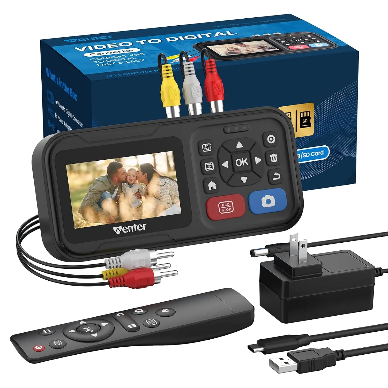 HD Video Capture Recorder for Converting VHS Tapes to Digital, Compatible with VCR, DVR, DVD, Hi8, Mini DV, and Gaming Consoles (External Player/Camcorder Required)