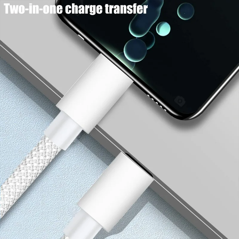 100W Fast Charger Type C To Type C Cable Nylon Braided Unbreakable Mobile Phone Data Cable for Samsung Huawei Xiaomi IPhone OPPO