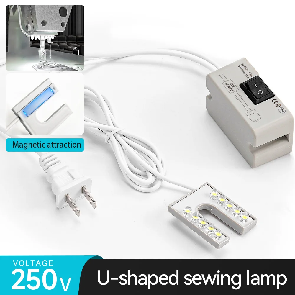 10LED Sewing Machine Work Light ABS Shell 1.4m Power Cord High Brightness Magnetic Lamp For Lathe Drill Press Workbench EU Plug