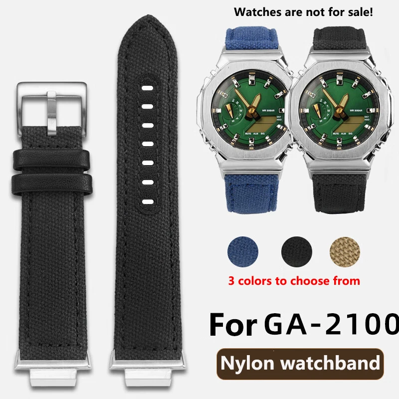 

For Casio Farmhouse Oak Series GM-2100/GA-2100 Sport Nylon Men's Watch Strap Modified Canvas Wristband Bottom cowhide Bracelet