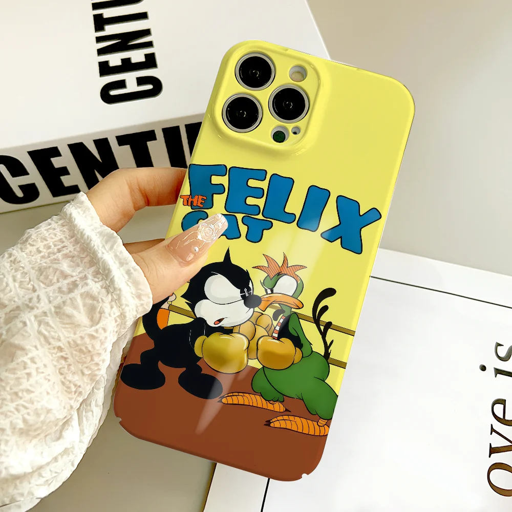 Custodia per telefono F-Felix the C-Cat simpatico cartone animato FUNDA per IPhone 17 16 15 14 13 12 11 Plus Pro Max Mini Pellicola rigida HD lucida