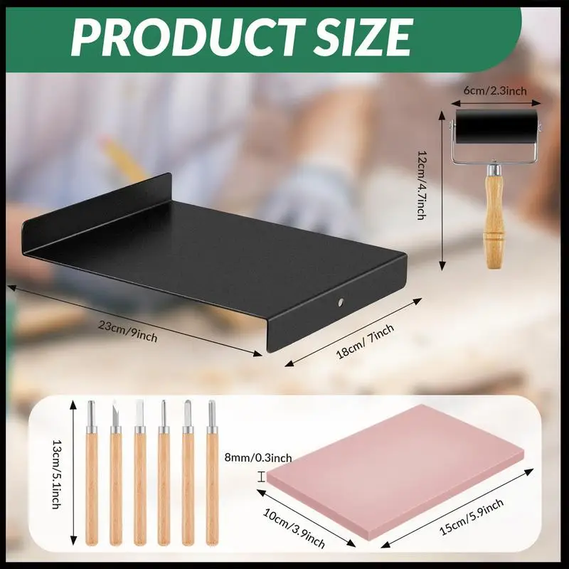 Linoleum Stamp Carving Kit Linoleum Print Making Kit Ink Plate With Screw Block Printing Supplies Comfortable Grip Woodworking