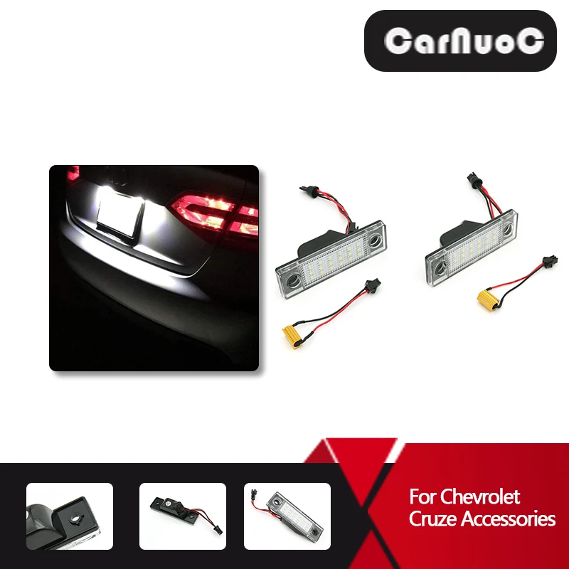 2 SZT. Akcesoria samochodowe LED do oświetlenia tablicy rejestracyjnej Chevrolet Cruze 2010-2015, lampa LED tablicy rejestracyjnej 12V 7000K biała