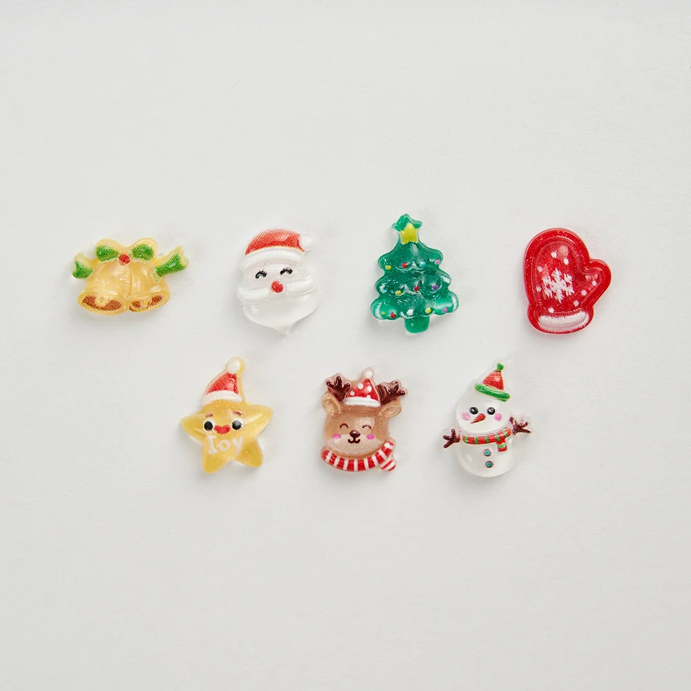 10Pcs/set Cartoon 3D Christmas Nail Decoration Santa Claus Snowflake Elk Cute Snowman Nail Art Charm for DIY Accessories