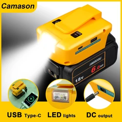 Adattatore torcia per batteria Dewalt 18V 20V con lampada a luce LED spina di uscita USB kit di estensione banca di alimentazione accessori esterni