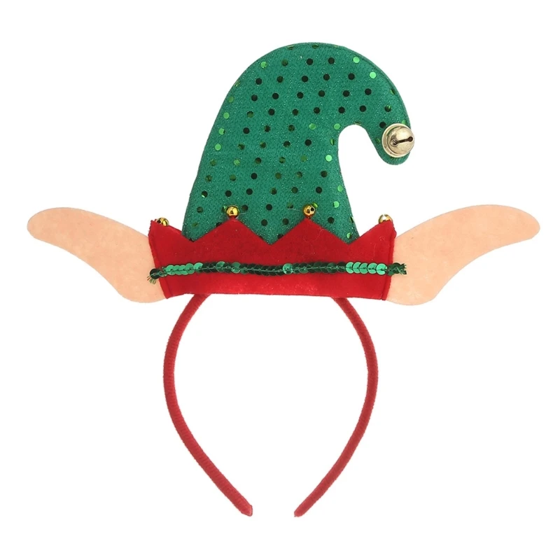 Festive Green Elf Headband for Christmas Celebrations Headpieces Soft and Convenient Decoration for Adult and Children