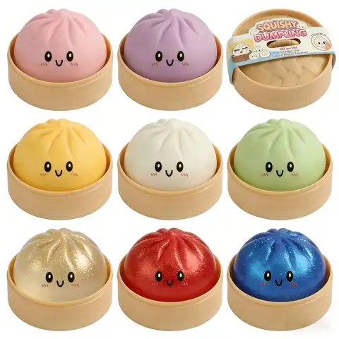 Giant Squishies Dumpling Bun Toy, Slow Rising Glitter Dumpling Stress Ball, Stress Relief Fidget Toy for Home Office Travel toys