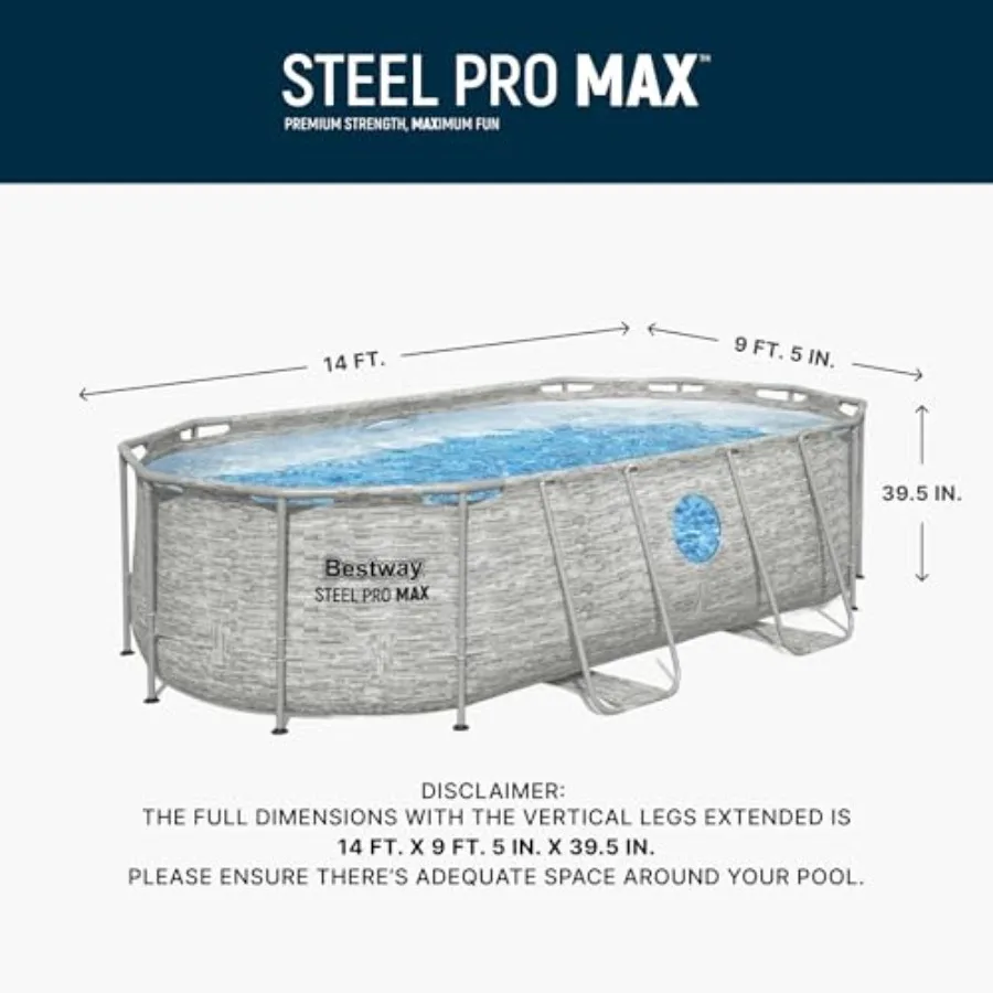 

14’ x 8'2" x 39.5” Above Ground Pool, Oval Metal Frame Outdoor Swimming Pool Set with Filter Pump, Ladder, and Cover