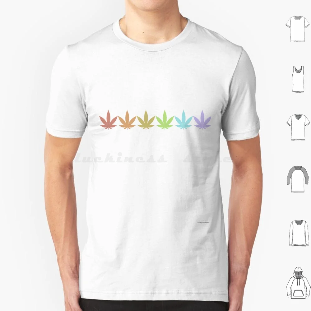 Pastel Rainbow Leaves T Shirt Men Women Kids 6xl Mj Weed Pot Rainbow Pride Strip Leaves Leaf Pastel Light Colorful