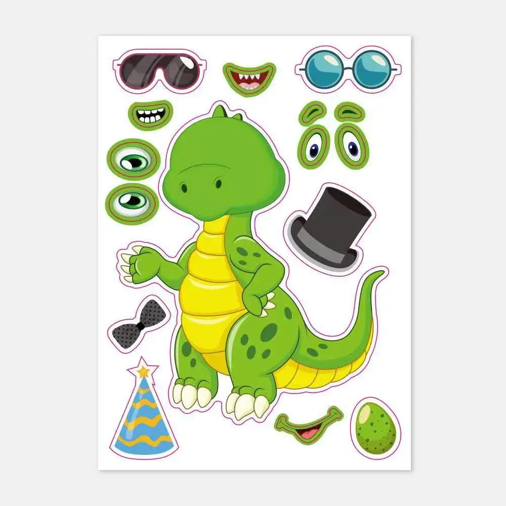 어린이용 DIY 퍼즐 스티커, 재미있는 공룡 조립 직소 스티커, 조기 교육 장난감, 소년 소녀 선물, 파티 호의