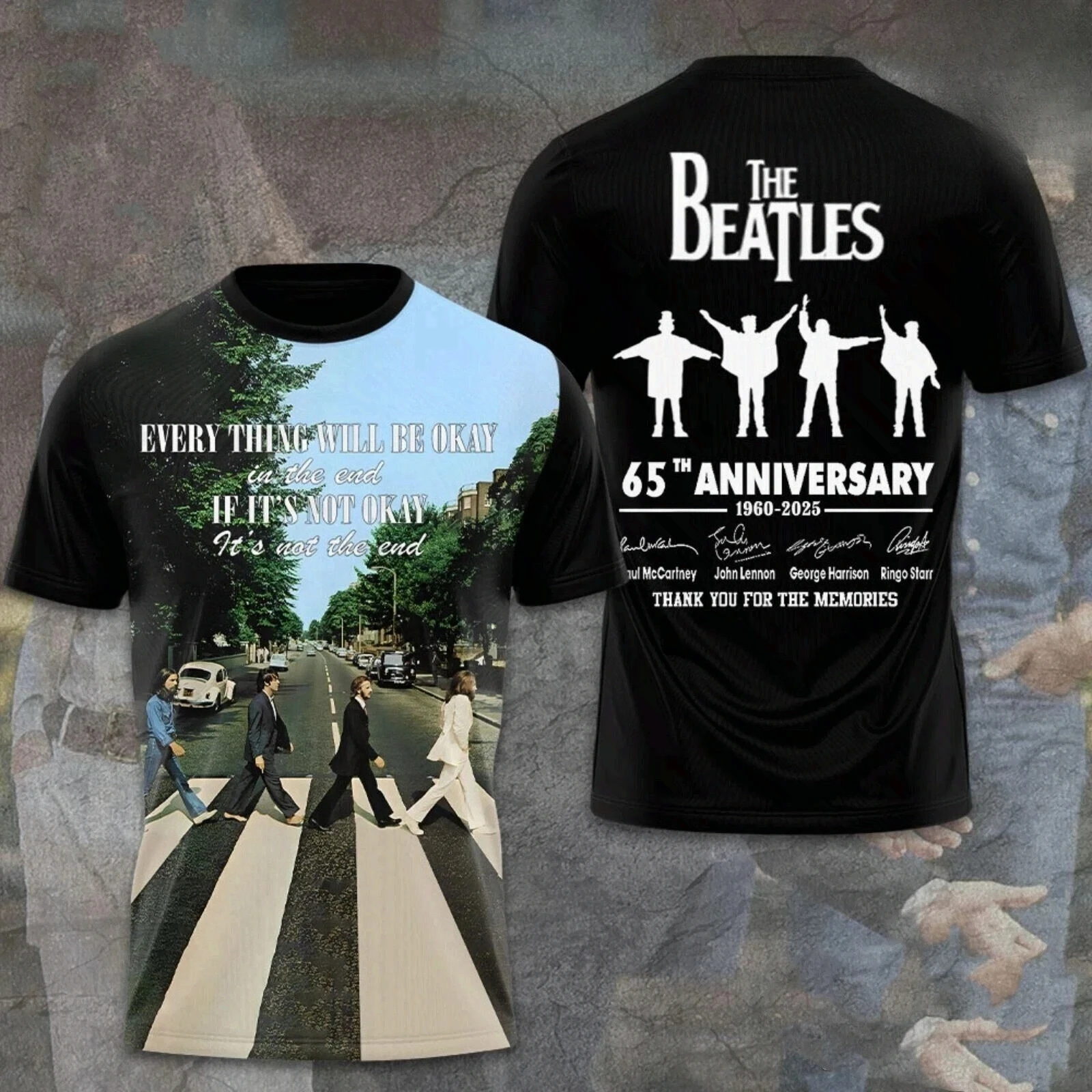 Beatles Rock Band 65th Anniversary 1960-2025 3D Printed Men's T-shirt Shirt Harajuku Street Retro Top Clothing Men's Clothing
