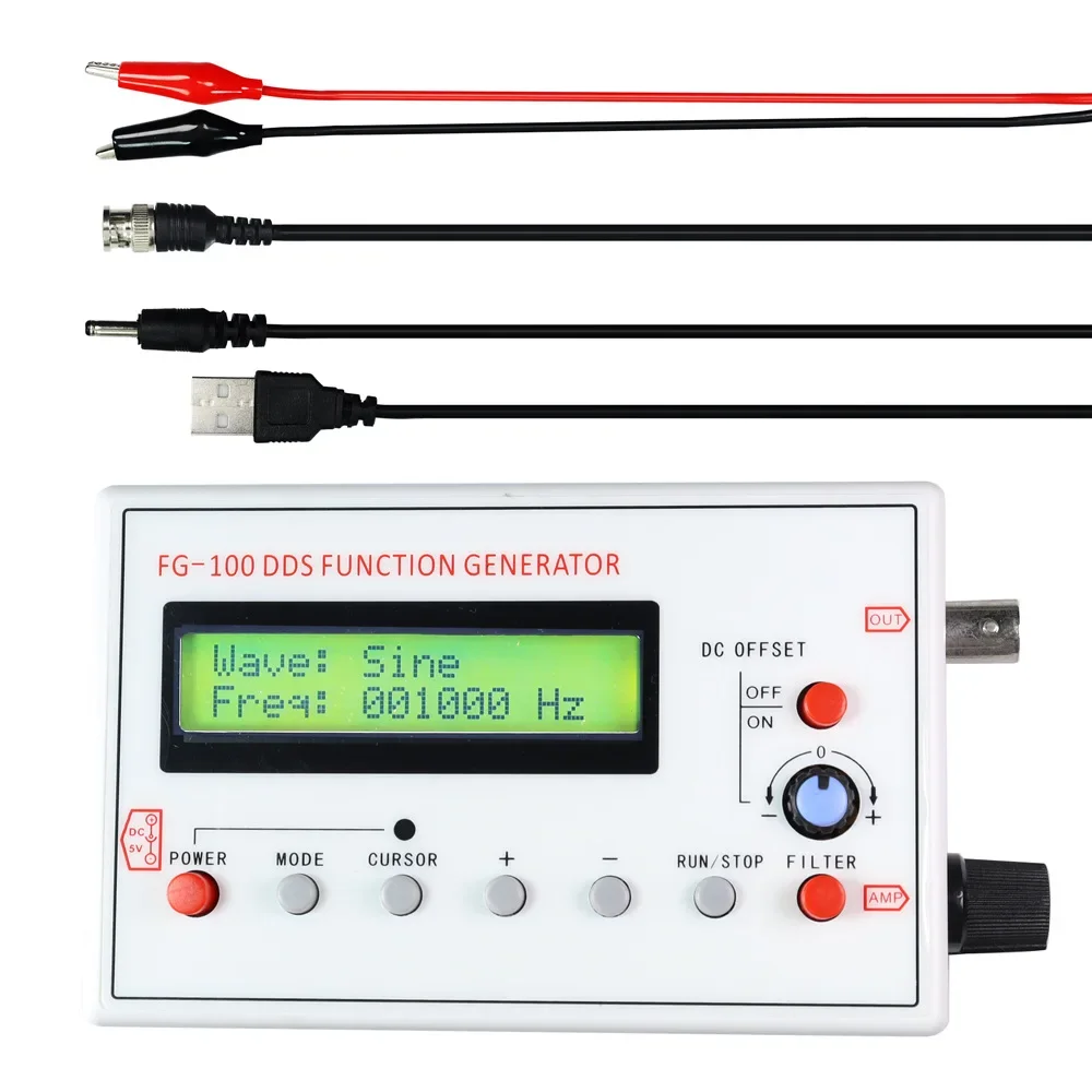 

FG-100 0.1Hz-500KHz dds function signal generator, upgraded 18 waveforms, send BNC