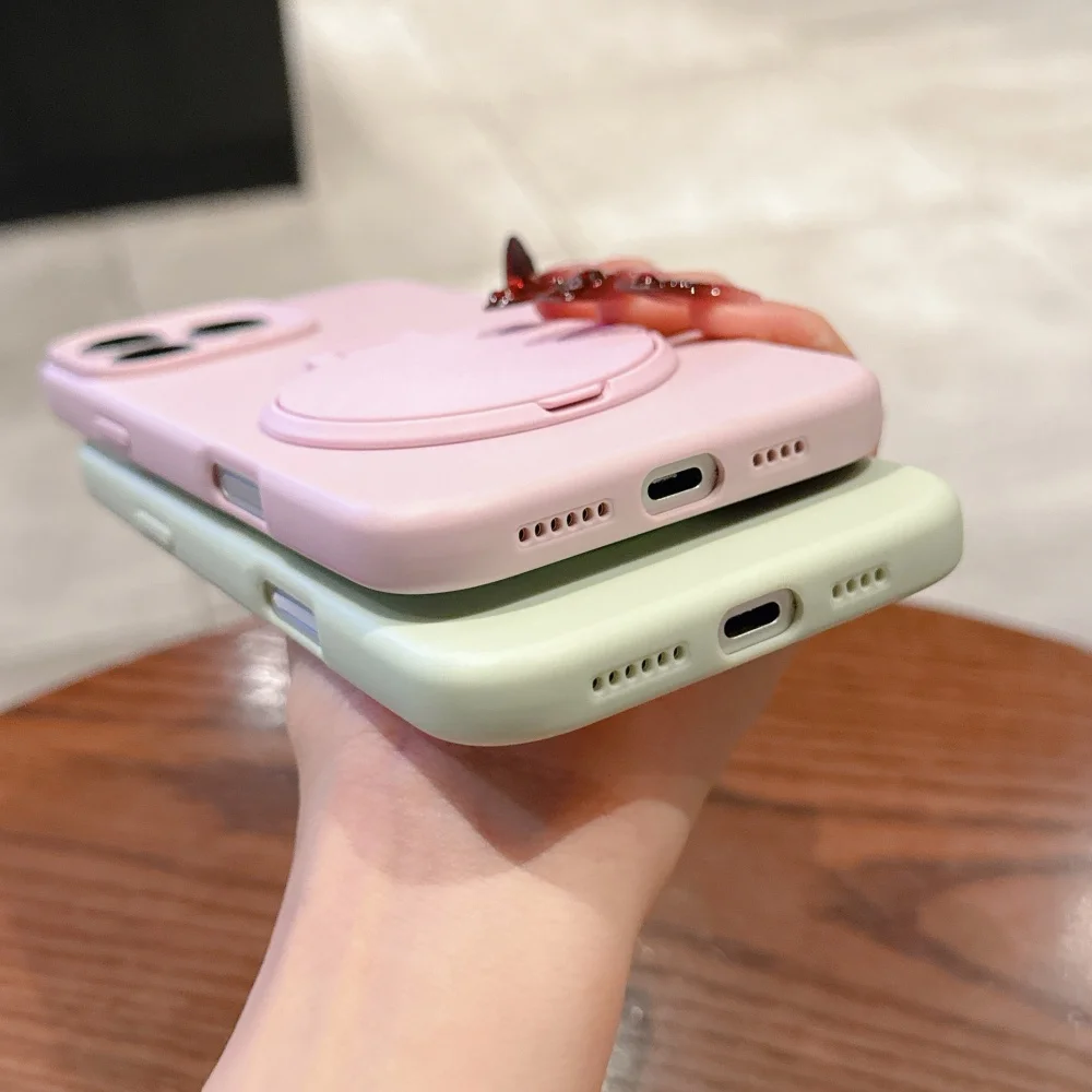 الفاخرة مرآة الوجه حامل حامل قوس الحال بالنسبة آيفون 16 14 15 برو ماكس زائد 13 12 11 السائل سيليكون لينة غطاء مقاوم للصدمات #6