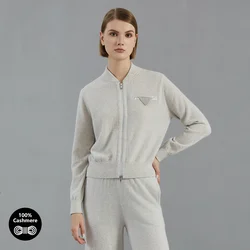 BC847 High Quality Luxury Women's Clothing 100% Cashmere Knit Sweater Zip Cardigan