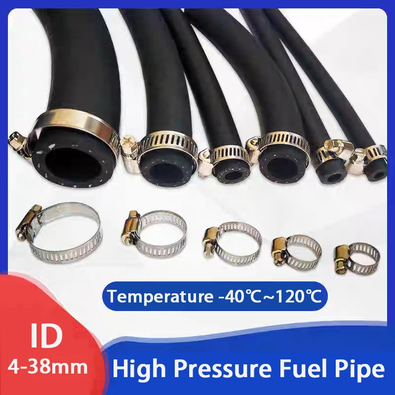 

ID4~38mm Diesel Pipe Engine High-Pressure Fuel Pipe High Temperature Resistant Fuel Delivery Rubber Pipe Hose 1M