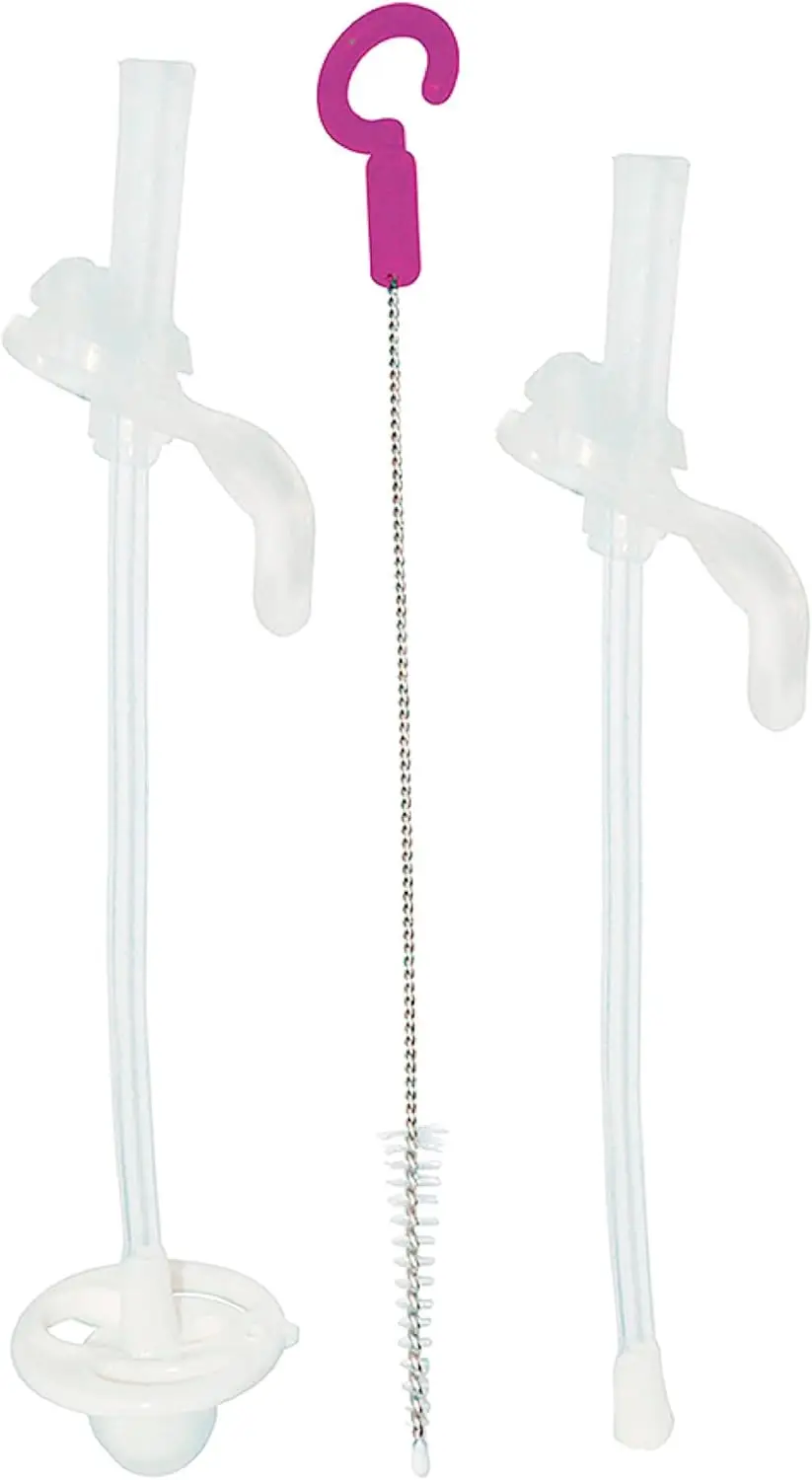 

Replacement Straw Pack for Toddler Sippy Cups - Includes 2 Straws and Cleaning Brush, Dishwasher Safe