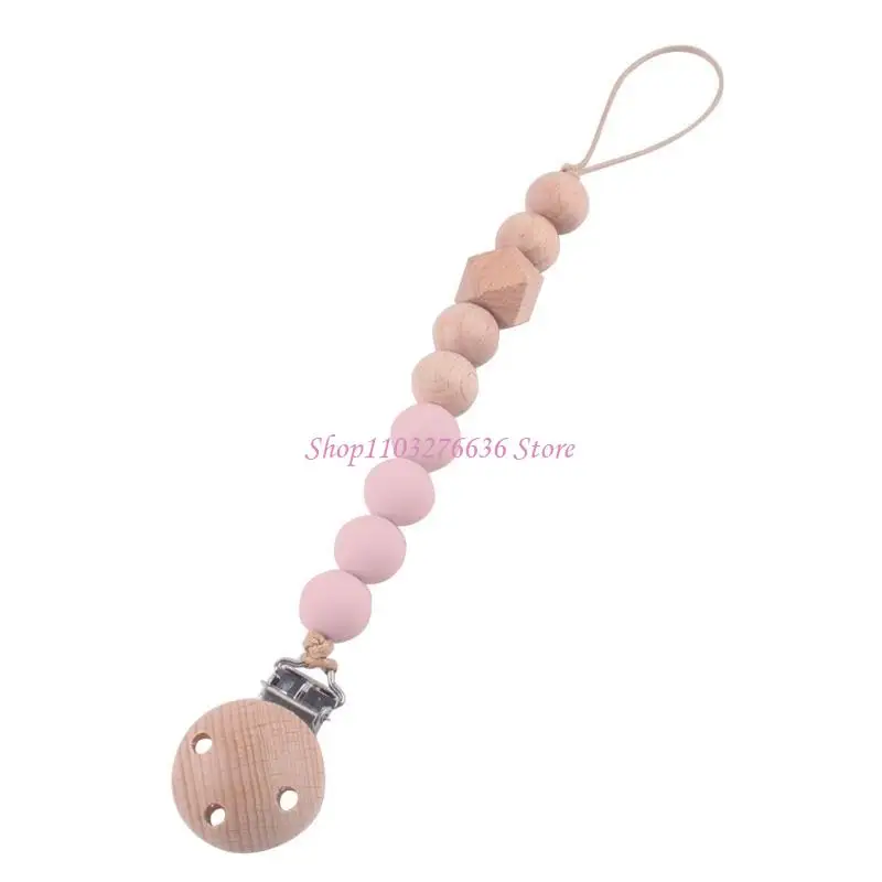 R6FD Pacifier Clip Chewing Bead Teething Relief Dummy Chain Baby Teether Clip