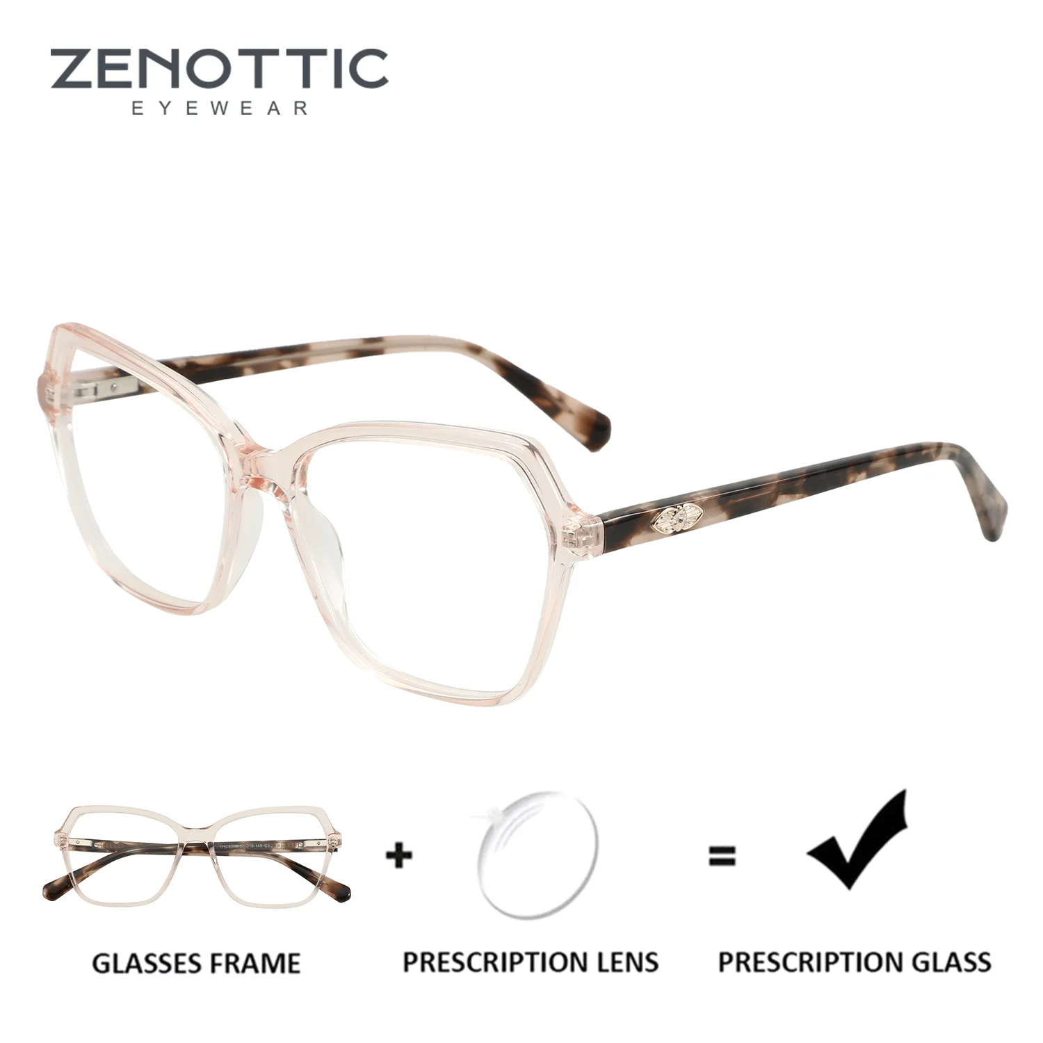 zenottic-女性用、猫目型のアセテートフレームを使用した度付きメガネ。調光レンズ、多焦点レンズ、近視用レンズ。