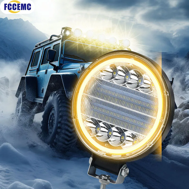 

4-дюймовый 72W 6000k светодиодный рабочий фонарь Combo Spot Flood Off Road Янтарный противотуманный фонарь Большое поле зрения Рабочий фонарь Автоаксессуары