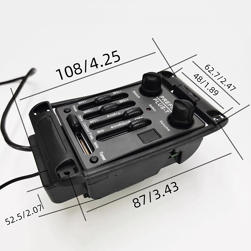 PLUS-T Folk Acoustic Guitar Pickup System, Onboard EQ Equalizer & Chromatic Tuner for Acoustic Guitars