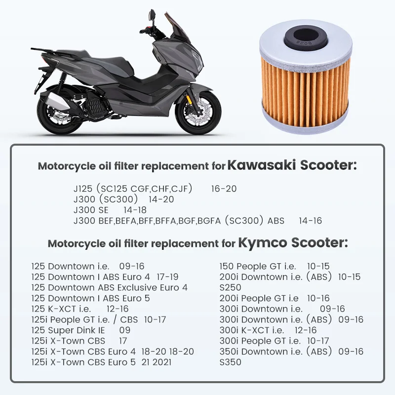 

Motorcycle Oil Filter for Kymco Scooter 125 Downtown ABS Exclusive 125 DT X 125i X-Town CBS 200i People 300i Downtown 360 DT X4T