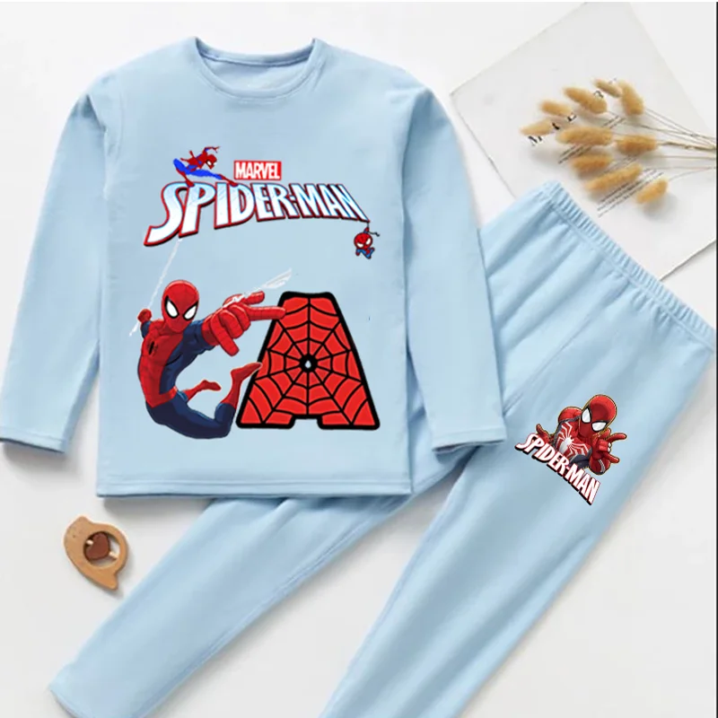 Conjunto de Pijama de Spider-Man de Marvel, Ropa de Dormir, Camisón, Pijama de Manga Larga, Ropa de Casa, Pantalones, Pijama de Anime, Regalo